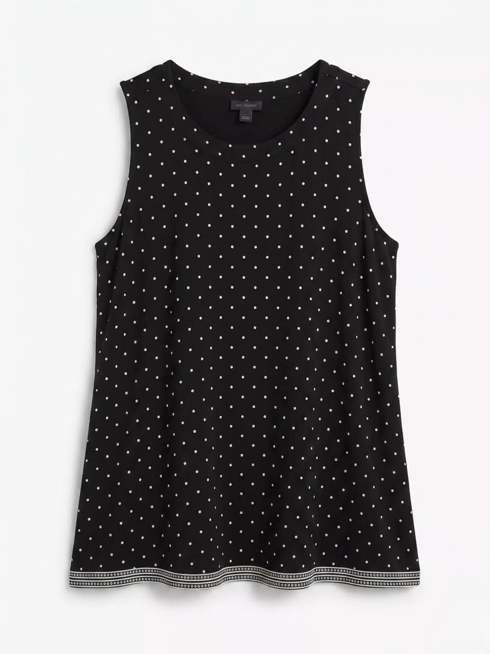 J Jill Wearever Black White Polka Dot Layering Tank Top Tunic Sz M Classic Boho